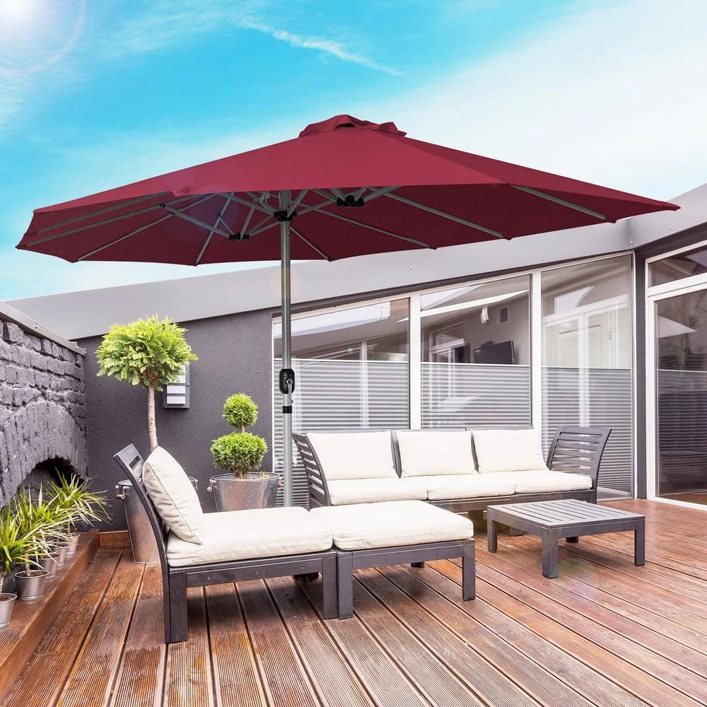 181 In. X 102 In. Dodecagon Double-Sided Patio Market Umbrella In Red 7 181 In. X 102 In. Dodecagon Double-Sided Patio Market Umbrella In Red - Image 7