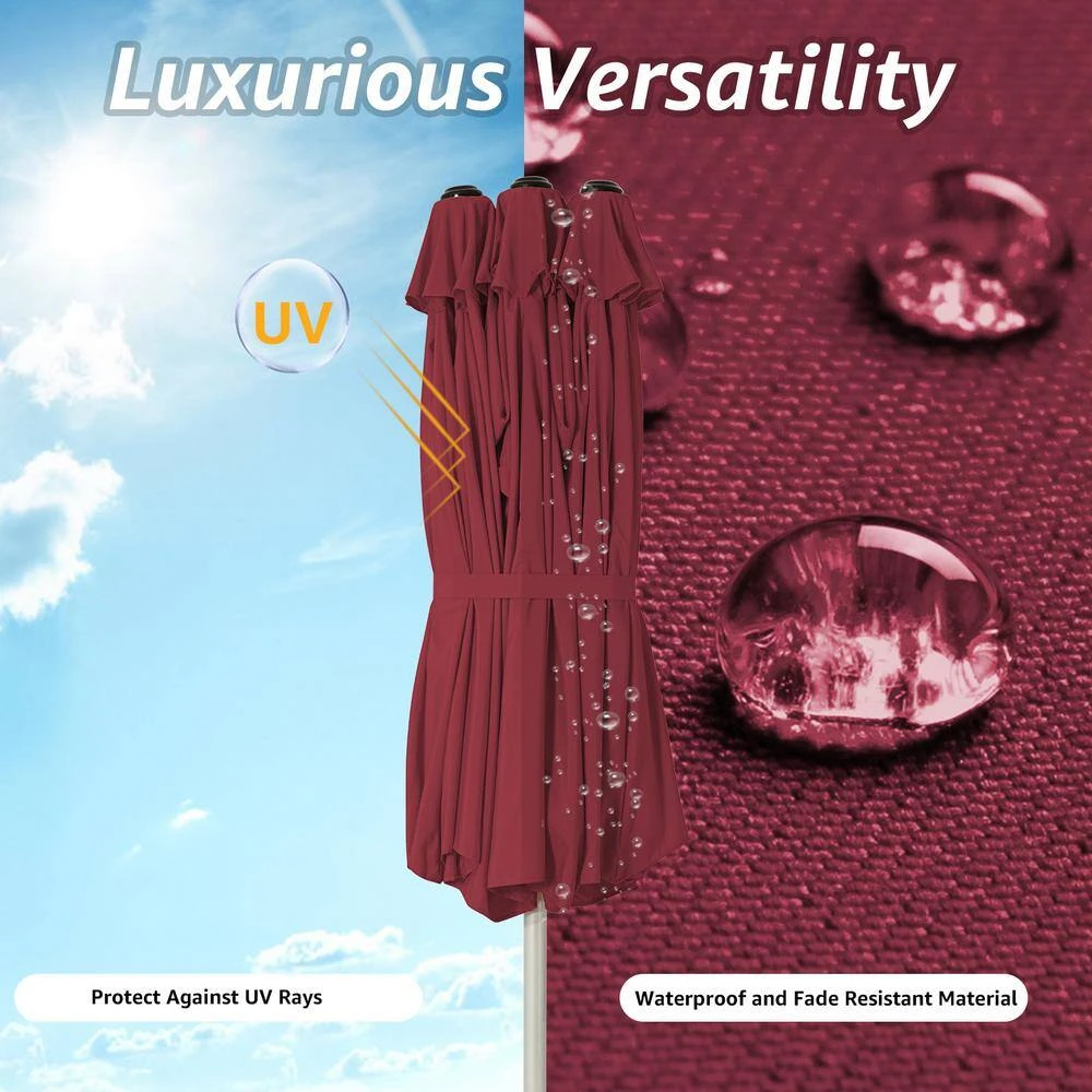 181 In. X 102 In. Dodecagon Double-Sided Patio Market Umbrella In Red 4 181 In. X 102 In. Dodecagon Double-Sided Patio Market Umbrella In Red - Image 4