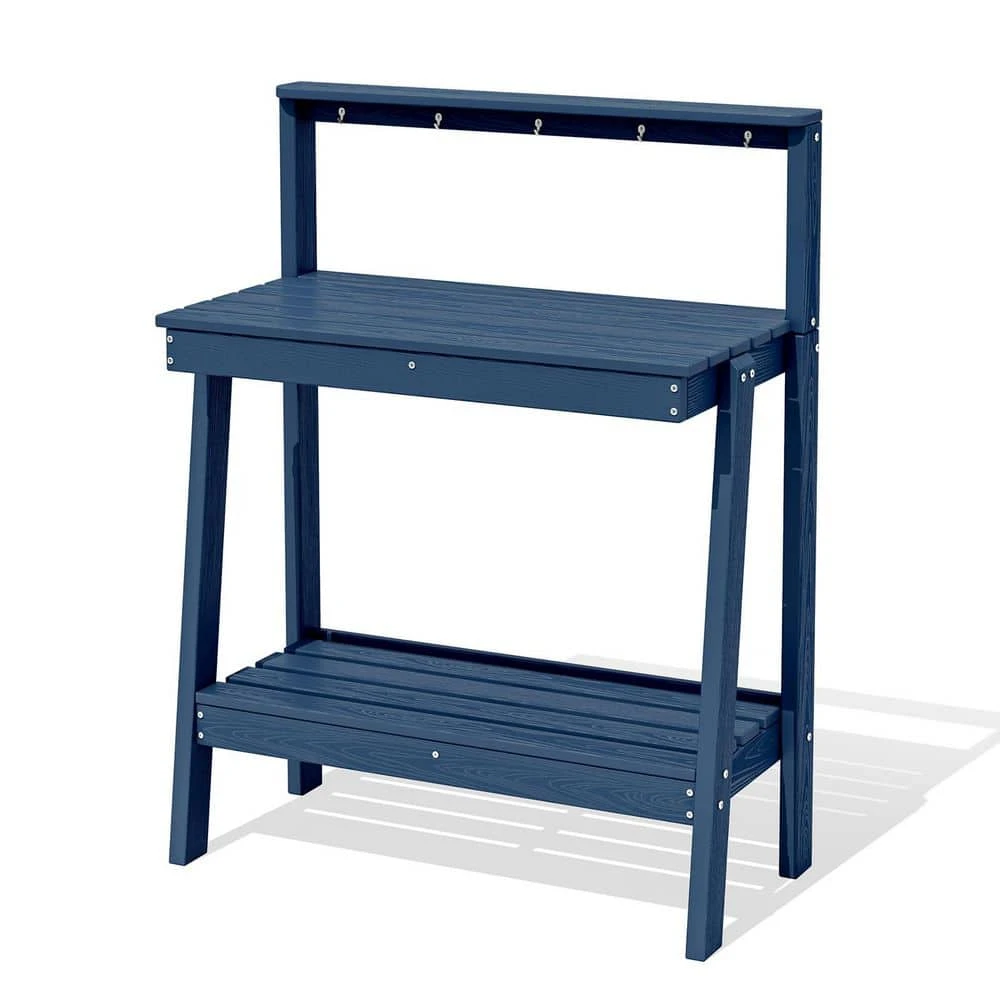 45.5 In. H X 34.8 In. W X 17.7 In. D Navy Blue HDPE Potting Bench Table, Multi-Purpose Plant And Storage Shelf 1 45.5 In. H X 34.8 In. W X 17.7 In. D Navy Blue HDPE Potting Bench Table, Multi-Purpose Plant And Storage Shelf