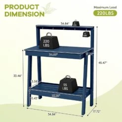 45.5 In. H X 34.8 In. W X 17.7 In. D Navy Blue HDPE Potting Bench Table, Multi-Purpose Plant And Storage Shelf 15 45.5 In. H X 34.8 In. W X 17.7 In. D Navy Blue HDPE Potting Bench Table, Multi-Purpose Plant And Storage Shelf -More Furniture Store navy blue jearey potting benches and tables jyyygzt na fa 1000