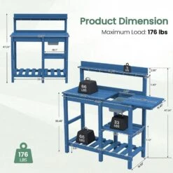 40.94 In. W X 47.24 In. H Navy Blue HDPE Weather-Resistant Garden Potting Bench Table With Storage Shelf 14 40.94 In. W X 47.24 In. H Navy Blue HDPE Weather-Resistant Garden Potting Bench Table With Storage Shelf -More Furniture Store navy blue jearey potting benches and tables yygzt na 76 1000