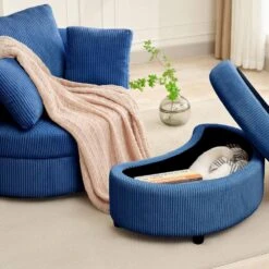 Modern Navy Corduroy Accent Armchair With Pillows And Storage Ottoman 14 Modern Navy Corduroy Accent Armchair With Pillows And Storage Ottoman -More Furniture Store navy jearey accent chairs bywy navy fa 1000