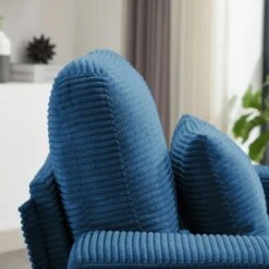 Modern Navy Corduroy Enlarged Seat Accent Armchair With Pillow For Living -More Furniture Store navy jearey accent chairs dxrjysfy navy 1f 1000