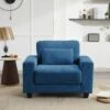 Modern Navy Corduroy Enlarged Seat Accent Armchair With Pillow For Living