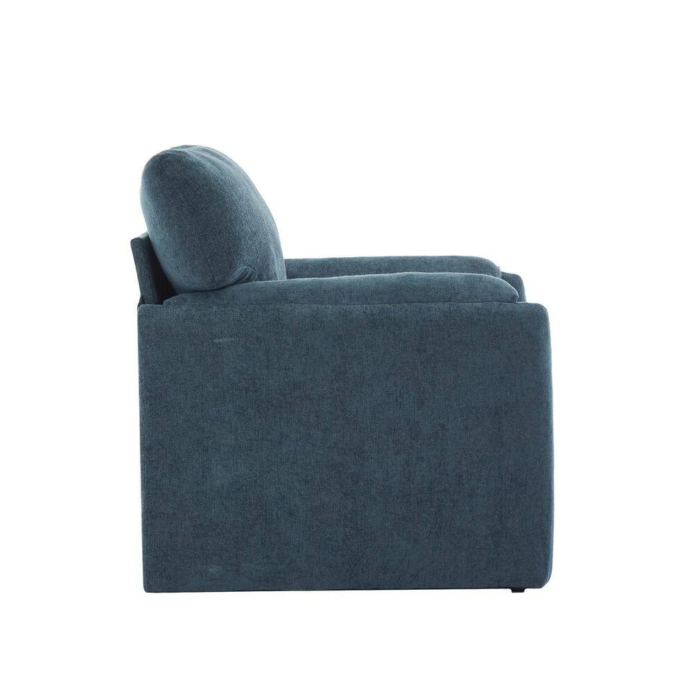 Modern Navy Chenille Oversized Wood Accent Outdoor And Indoor Lounge Chair With Armrest Cushion For Living Room 5 Modern Navy Chenille Oversized Wood Accent Outdoor And Indoor Lounge Chair With Armrest Cushion For Living Room - Image 5