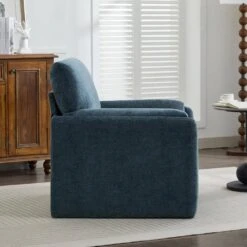 Modern Navy Chenille Oversized Wood Accent Outdoor And Indoor Lounge Chair With Armrest Cushion For Living Room 9 Modern Navy Chenille Oversized Wood Accent Outdoor And Indoor Lounge Chair With Armrest Cushion For Living Room -More Furniture Store navy jearey accent chairs e13puzy hd bn 4f 1000