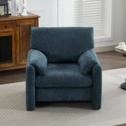 Modern Navy Chenille Oversized Wood Accent Outdoor And Indoor Lounge Chair With Armrest Cushion For Living Room 8 Modern Navy Chenille Oversized Wood Accent Outdoor And Indoor Lounge Chair With Armrest Cushion For Living Room -More Furniture Store navy jearey accent chairs e13puzy hd bn c3 1000