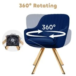 24 In. Modern Navy Fabric Swivel Arm Chair With Metal Legs -More Furniture Store navy jearey accent chairs e21zy hd ny 1f 1000