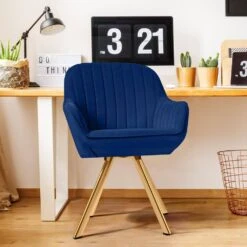 24 In. Modern Navy Fabric Swivel Arm Chair With Metal Legs -More Furniture Store navy jearey accent chairs e21zy hd ny 31 1000