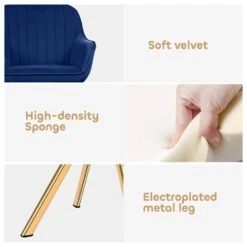 24 In. Modern Navy Fabric Swivel Arm Chair With Metal Legs -More Furniture Store navy jearey accent chairs e21zy hd ny 4f 1000