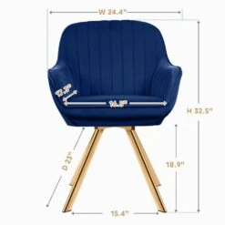 24 In. Modern Navy Fabric Swivel Arm Chair With Metal Legs -More Furniture Store navy jearey accent chairs e21zy hd ny c3 1000