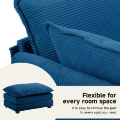 Modern Navy Corduroy Accent Armchair With Ottoman For Living -More Furniture Store navy jearey accent chairs e46sf 1 ny 1f 1000