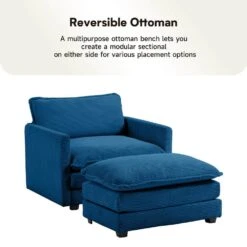 Modern Navy Corduroy Accent Armchair With Ottoman For Living -More Furniture Store navy jearey accent chairs e46sf 1 ny 44 1000