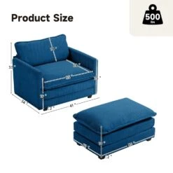 Modern Navy Corduroy Accent Armchair With Ottoman For Living -More Furniture Store navy jearey accent chairs e46sf 1 ny 66 1000