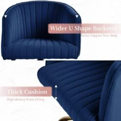 Modern Navy Velvet Height Adjustable Office Desk Chair With Upholstered Back For Home Office Bedroom Study 12 Modern Navy Velvet Height Adjustable Office Desk Chair With Upholstered Back For Home Office Bedroom Study -More Furniture Store navy jearey accent chairs kwhf navy 1f 1000