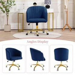 Modern Navy Velvet Height Adjustable Office Desk Chair With Upholstered Back For Home Office Bedroom Study 10 Modern Navy Velvet Height Adjustable Office Desk Chair With Upholstered Back For Home Office Bedroom Study -More Furniture Store navy jearey accent chairs kwhf navy c3 1000