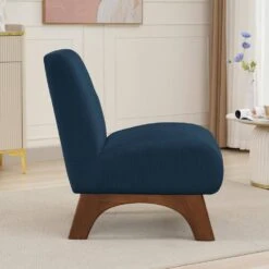 Modern Corduroy Solid Wood Navy Lounge Armless Chair -More Furniture Store navy jearey accent chairs xtdxr navy 44 1000