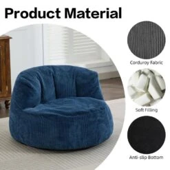 Corduroy Polyester Medium Memory Foam Navy Backrest Style Bean Bag 13 Corduroy Polyester Medium Memory Foam Navy Backrest Style Bean Bag -More Furniture Store navy jearey bean bag chairs xty hd 2 khaki 44 1000
