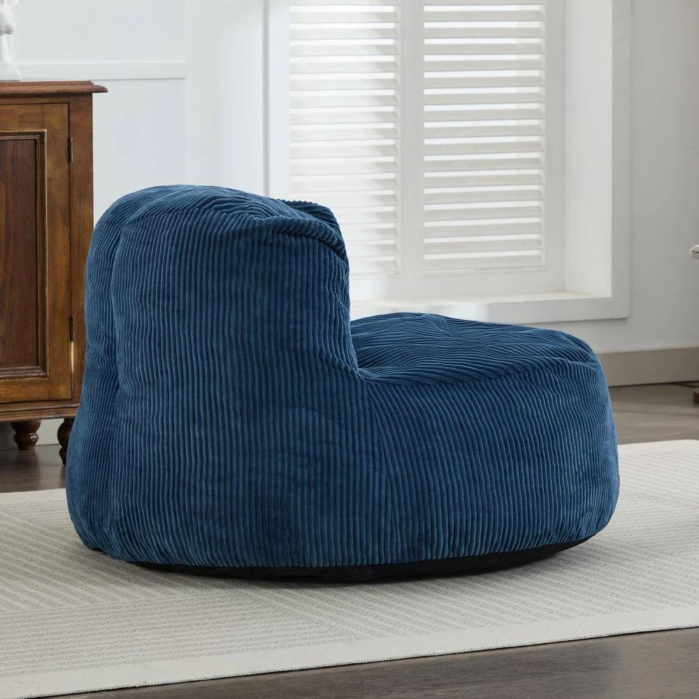 Corduroy Polyester Medium Memory Foam Navy Backrest Style Bean Bag 7 Corduroy Polyester Medium Memory Foam Navy Backrest Style Bean Bag - Image 7