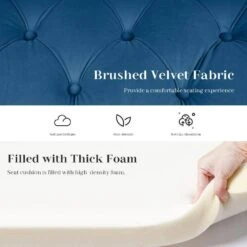 48.43 In. W X 17.72 In. D X 19.29 In. H Navy Tufted Brushed Velvet Armed Storage Bedroom Bench With Rubberwood Legs 14 48.43 In. W X 17.72 In. D X 19.29 In. H Navy Tufted Brushed Velvet Armed Storage Bedroom Bench With Rubberwood Legs -More Furniture Store navy jearey bedroom benches e92cwd hd ny 1f 1000