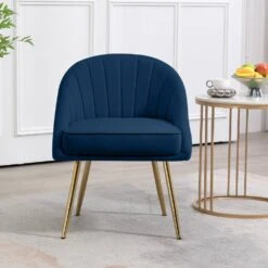 Biscuit Navy Upholstered Outdoor Dining Chair With Tufted Back (Set Of 2) -More Furniture Store navy jearey dining chairs e011 02sc ny c3 1000