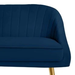 Modern 48 In. Golden Base Velvet Tufted 2-Seats Navy Loveseat Sofa For Living Room Furniture Sets -More Furniture Store navy jearey loveseats e15sry hd ny 1f 1000
