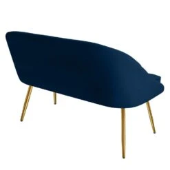 Modern 48 In. Golden Base Velvet Tufted 2-Seats Navy Loveseat Sofa For Living Room Furniture Sets -More Furniture Store navy jearey loveseats e15sry hd ny 44 1000