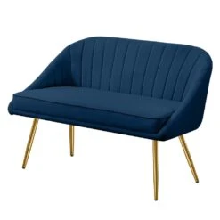 Modern 48 In. Golden Base Velvet Tufted 2-Seats Navy Loveseat Sofa For Living Room Furniture Sets -More Furniture Store navy jearey loveseats e15sry hd ny 4f 1000