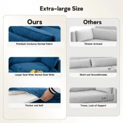 Modern Navy Corduroy Loveseat With Two Pillows For Living -More Furniture Store navy jearey loveseats e46sf 2 ny 1f 1000