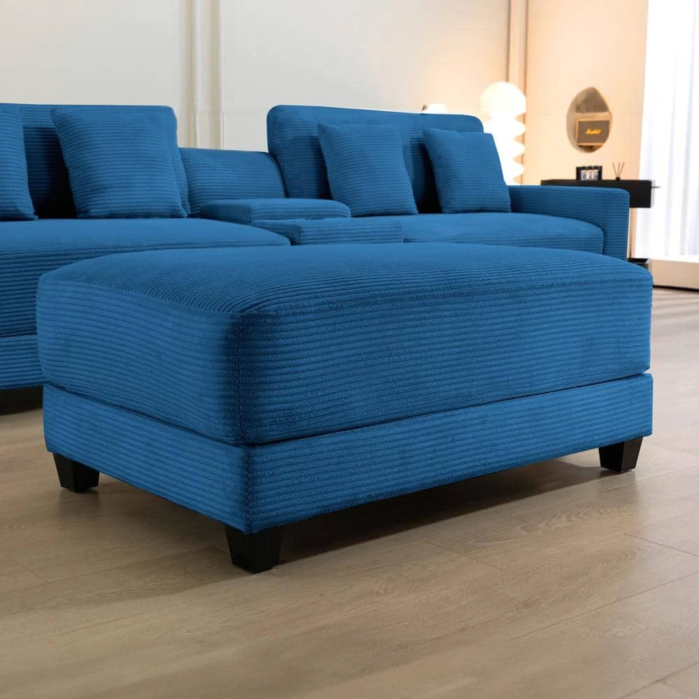 Navy Corduroy Ottoman For Sectional Sofa 6 Navy Corduroy Ottoman For Sectional Sofa - Image 6