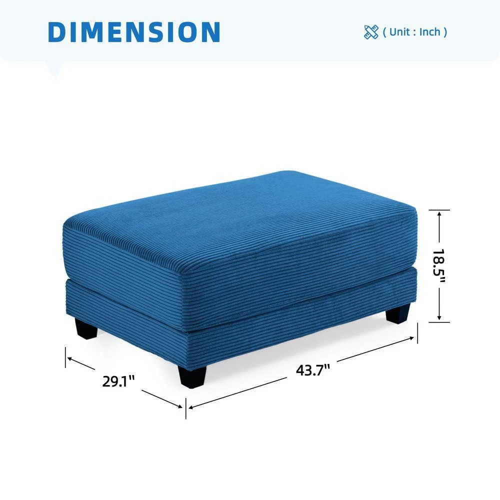 Navy Corduroy Ottoman For Sectional Sofa 2 Navy Corduroy Ottoman For Sectional Sofa - Image 2
