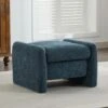 Navy Chenille Wood Comfort Outdoor And Indoor Ottoman For Couch And Accent Chair