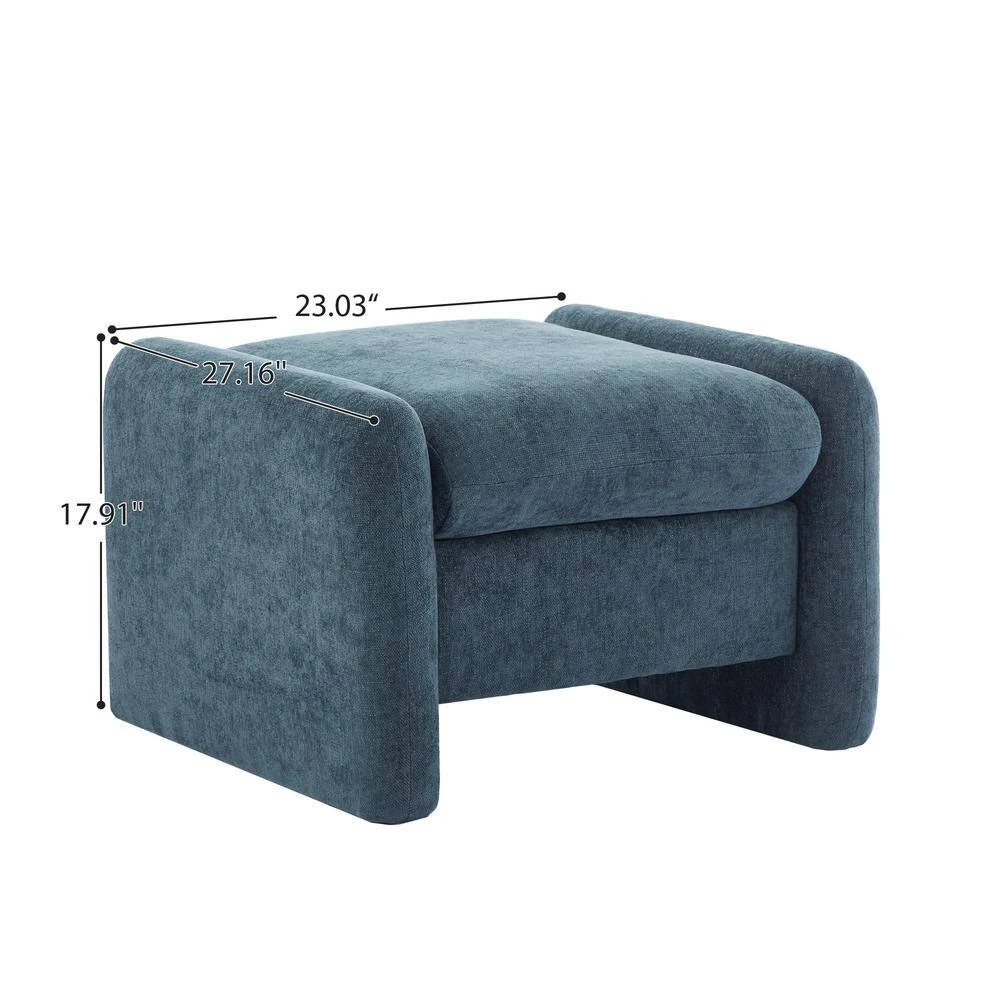 Navy Chenille Wood Comfort Outdoor And Indoor Ottoman For Couch And Accent Chair 2 Navy Chenille Wood Comfort Outdoor And Indoor Ottoman For Couch And Accent Chair - Image 2