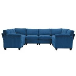 115 In. Corduroy Modular U-Shaped Navy 8-Seat Sectional Sofa For Living Room And Spacious Space -More Furniture Store navy jearey sectional sofas dxrzjsf8 navy 1f 1000