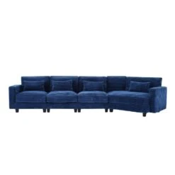 154 In. Corduroy Modular Rectangular Shaped Navy 4-Seat Sectional Sofa For Living Room And Spacious Space -More Furniture Store navy jearey sectional sofas lydtr 4 navy 66 1000
