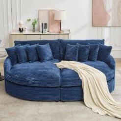 100.78 In. Navy Corduroy Detachable Sofa With Eight Pillows 15 100.78 In. Navy Corduroy Detachable Sofa With Eight Pillows -More Furniture Store navy jearey sectional sofas qexdxr y navy 31 1000