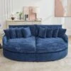 100.78 In. Navy Corduroy Detachable Sofa With Eight Pillows