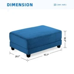 Laibai 111.81 In. Square Arm Velvet Modular 4-Piece Modern Navy Sofa With Cup Holder And Ottoman -More Furniture Store navy jearey sofas couches xdxrabcd navy c3 1000