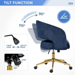 Navy Modern Swivel And Adjustable Task Chair Tufted Office Chair With Gold Base 14 Navy Modern Swivel And Adjustable Task Chair Tufted Office Chair With Gold Base -More Furniture Store navy jearey task chairs e31bgy hd ny 1f 1000
