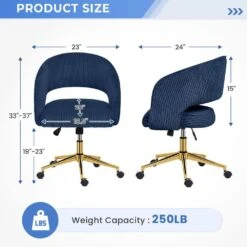 Navy Modern Swivel And Adjustable Task Chair Tufted Office Chair With Gold Base 12 Navy Modern Swivel And Adjustable Task Chair Tufted Office Chair With Gold Base -More Furniture Store navy jearey task chairs e31bgy hd ny c3 1000