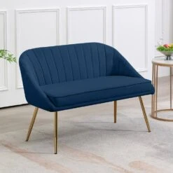 Atye 2 Piece Navy Living Room Velvet Loveseat And Accent Chair Set -More Furniture Store navy living room sets sry dry ny c3 1000