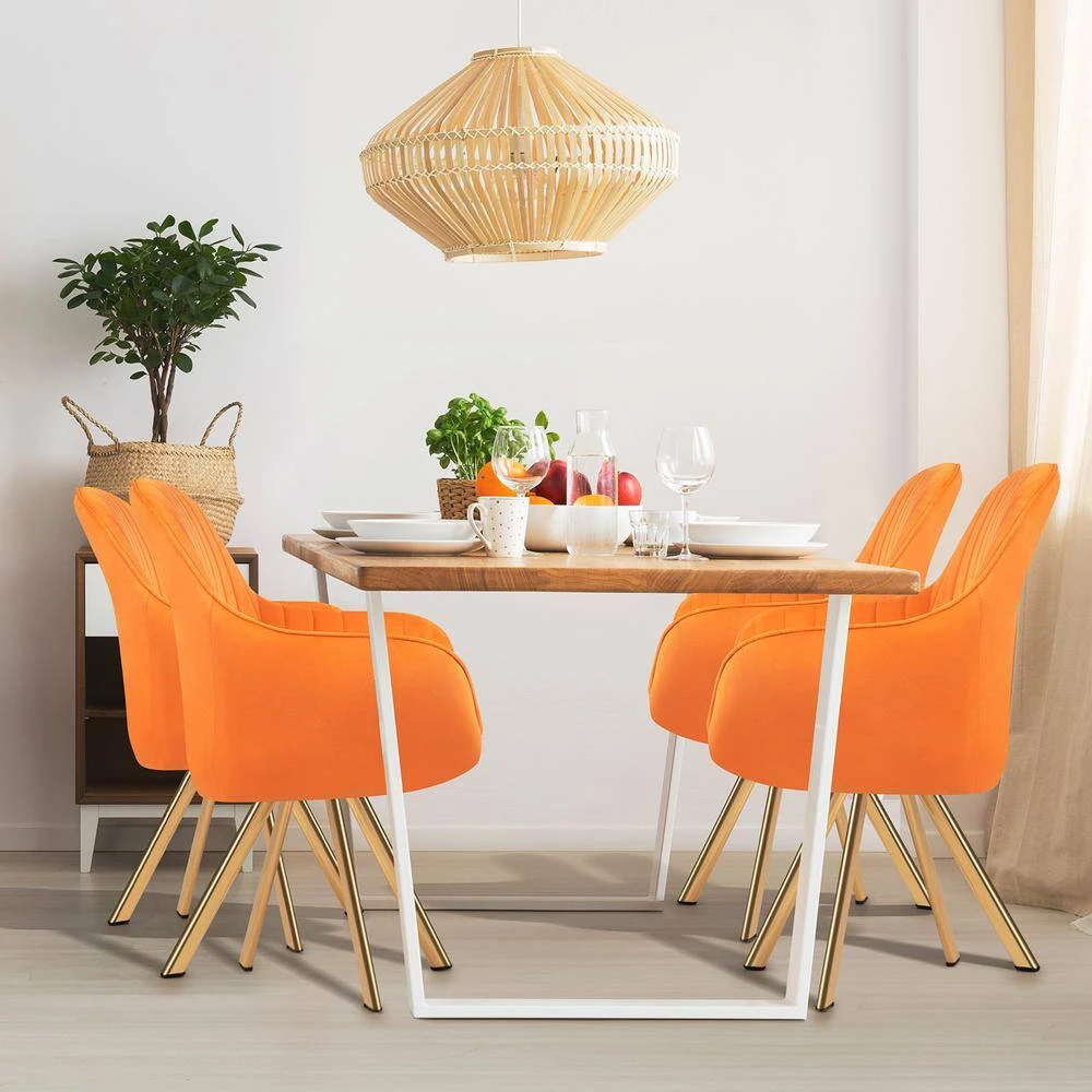 Modern Yellow Brushed Velvet Swivel Accent Armchair With Metal Legs For Living 3 Modern Yellow Brushed Velvet Swivel Accent Armchair With Metal Legs For Living - Image 3