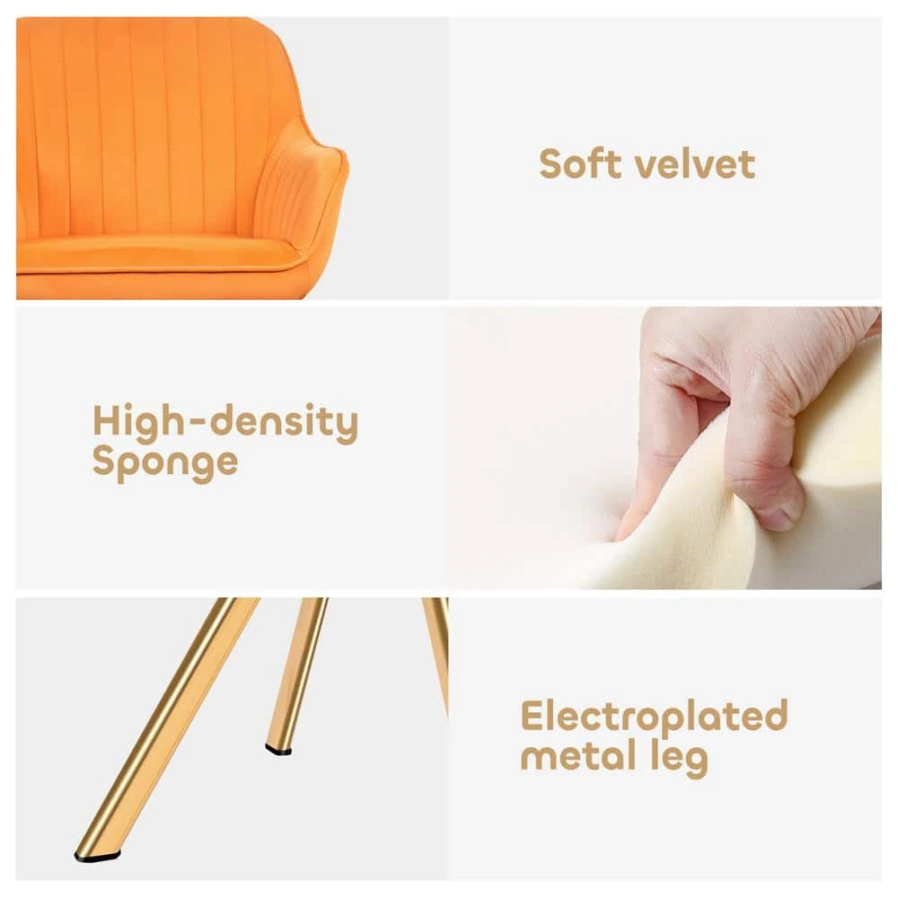 Modern Yellow Brushed Velvet Swivel Accent Armchair With Metal Legs For Living 6 Modern Yellow Brushed Velvet Swivel Accent Armchair With Metal Legs For Living - Image 6