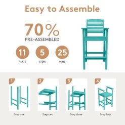 2-Piece HDPE Plastic Adirondack Outdoor Bar Stools In Aruba Blue 7 2-Piece HDPE Plastic Adirondack Outdoor Bar Stools In Aruba Blue -More Furniture Store outdoor bar stools jygjy2jt ablue 4f 1000