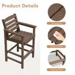 2-Piece HDPE Plastic Adirondack Outdoor Bar Stools In Brown -More Furniture Store outdoor bar stools jygjy2jt brown 1f 1000