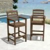 2-Piece HDPE Plastic Adirondack Outdoor Bar Stools In Brown