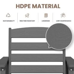 2-Piece HDPE Plastic Adirondack Outdoor Bar Stools In Gray -More Furniture Store outdoor bar stools jygjy2jt gray 1f 1000