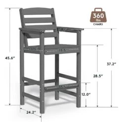 2-Piece HDPE Plastic Adirondack Outdoor Bar Stools In Gray -More Furniture Store outdoor bar stools jygjy2jt gray 44 1000