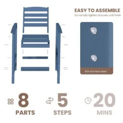 2-Piece HDPE Plastic Adirondack Outdoor Bar Stools In Navy -More Furniture Store outdoor bar stools jygjy2jt navy 1f 1000