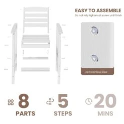 2-Piece HDPE Plastic Adirondack Outdoor Bar Stools In White -More Furniture Store outdoor bar stools jygjy2jt white 1f 1000